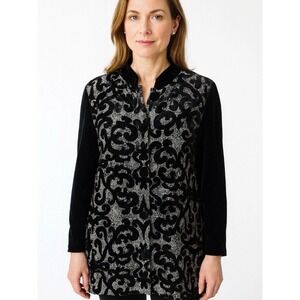 Chicos Travelers Paisley Velvet Burnout Tunic Blouse Womens 3XL Black Whimsigoth